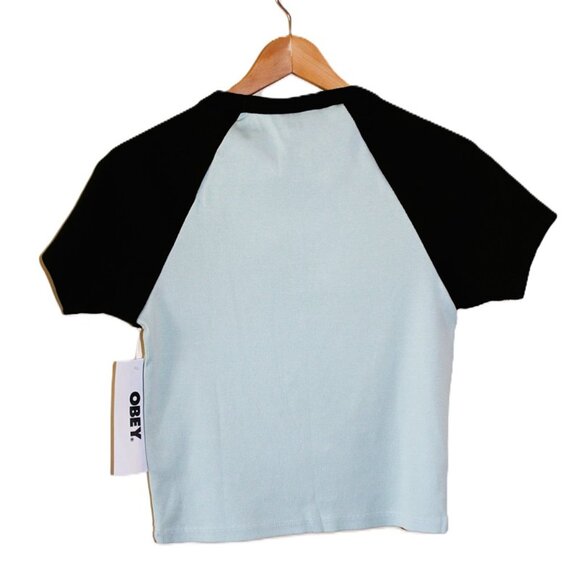 nwt OBEY Services Graphic Stevie Baby Tee in Surf Spray - Size L - Picture 5 of 14